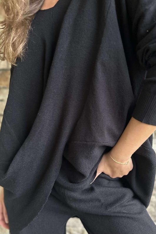 Elbury Twist & Bloom Luxury Knit Co Ord Set Black